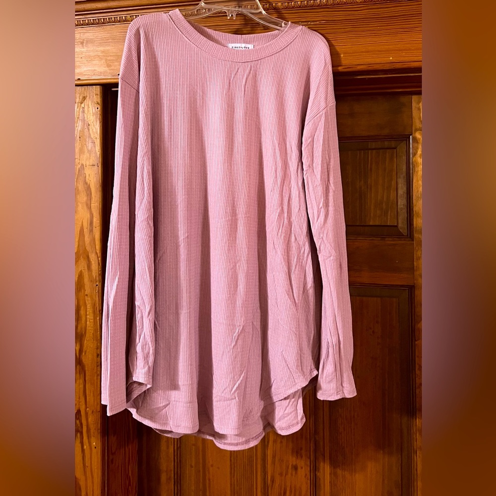 Pink Blush first love maternity medium mauve curved hem long sleeve sweater